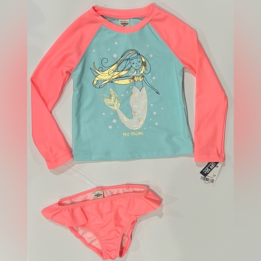 Oshkosh B’gosh - Mermaid Two-Piece Rash Guard Swimsuit Girls (Size 3T)